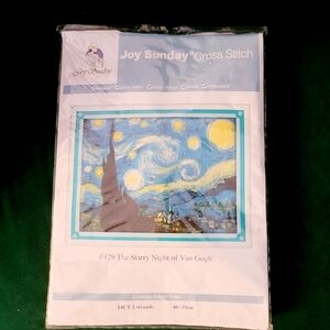 Sunday Starry Night Cross Stitch Kit - Blue and Yellow